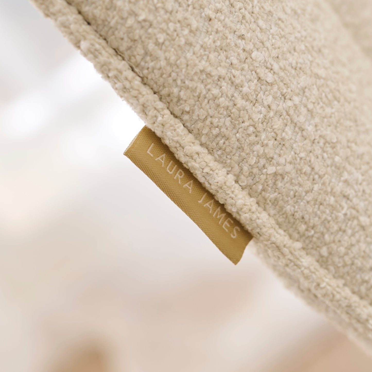 Bella Light Beige Boucle Bar Stool - Whitewash Legs - Laura James