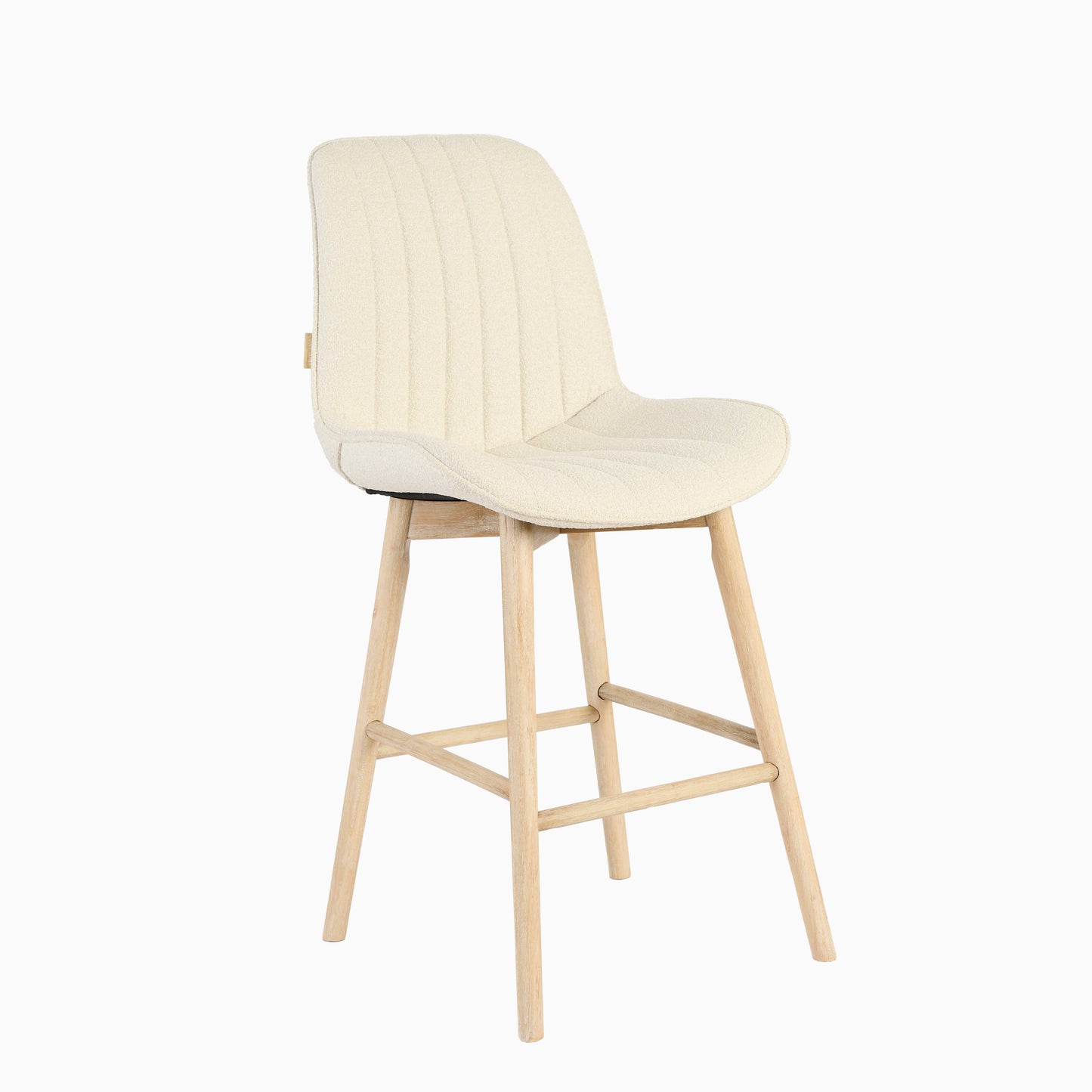 Bella Light Beige Boucle Bar Stool - Whitewash Legs - Laura James