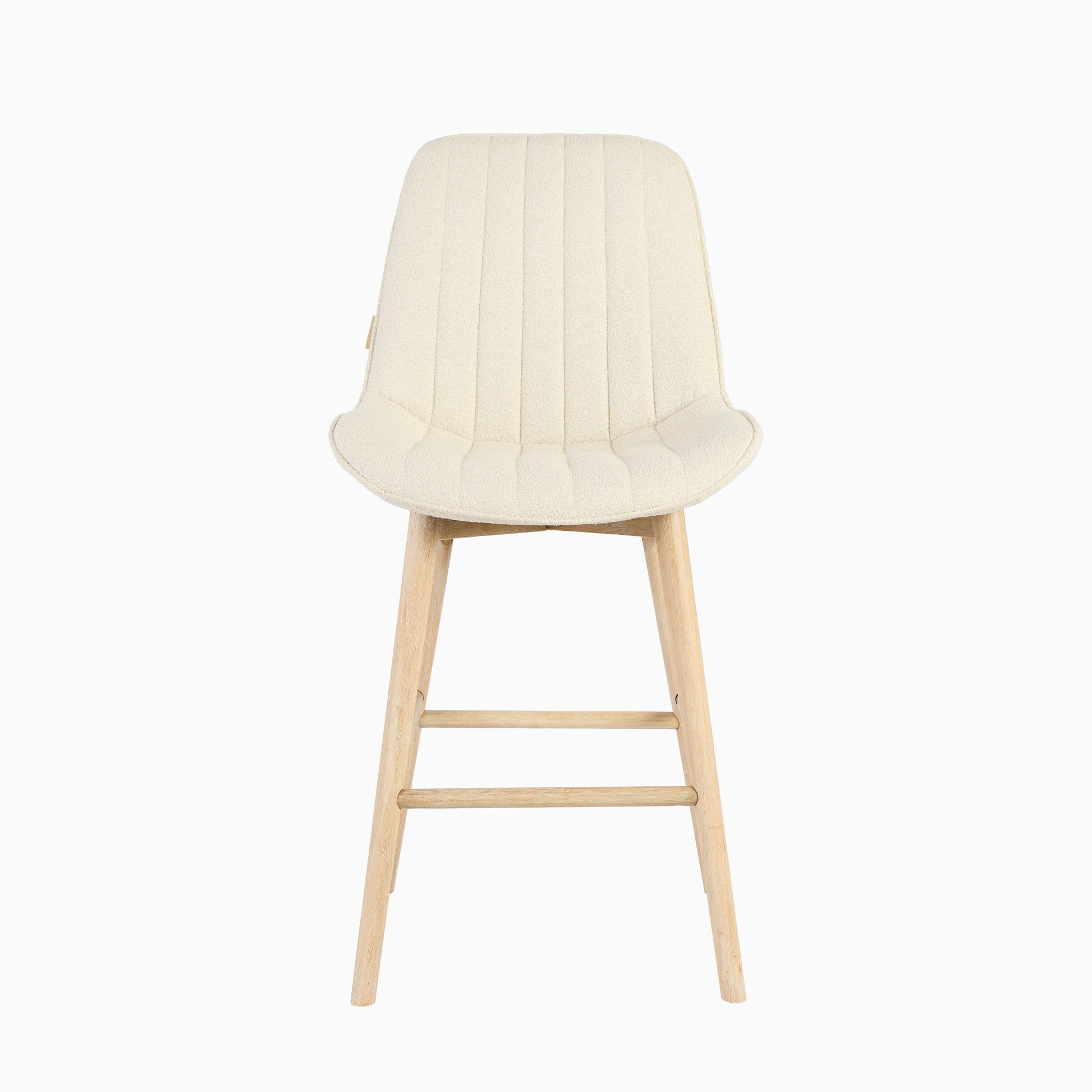 Bella Light Beige Boucle Bar Stool - Whitewash Legs - Laura James