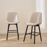 Bella Soft Beige  Bar Stool - Black Oak Legs - Laura James 