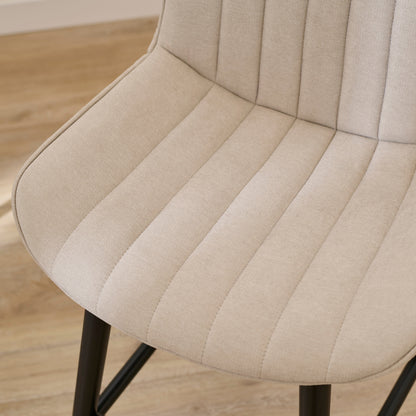 Bella Soft Beige  Bar Stool - Black Oak Legs - Laura James 