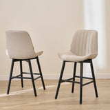 Bella Soft Beige  Bar Stool - Black Oak Legs - Laura James 