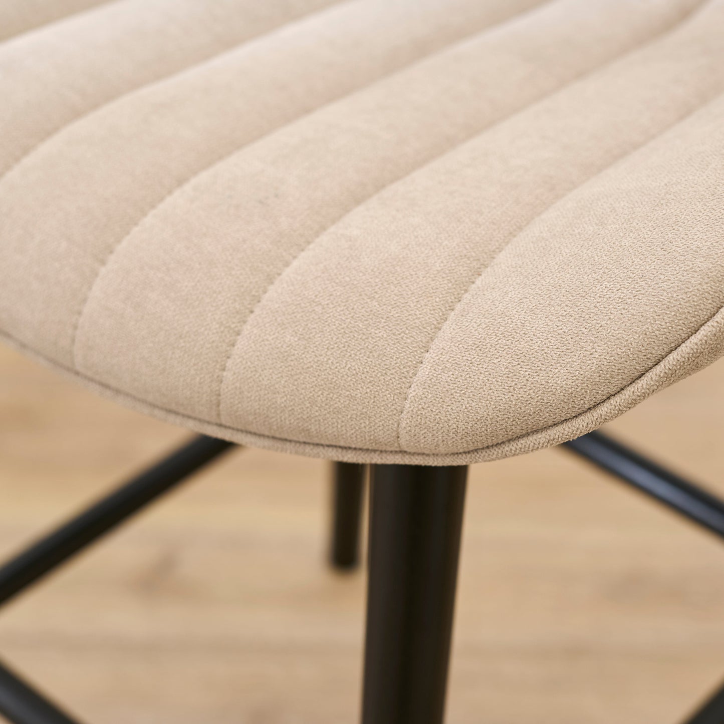 Bella Soft Beige  Bar Stool - Black Oak Legs - Laura James 