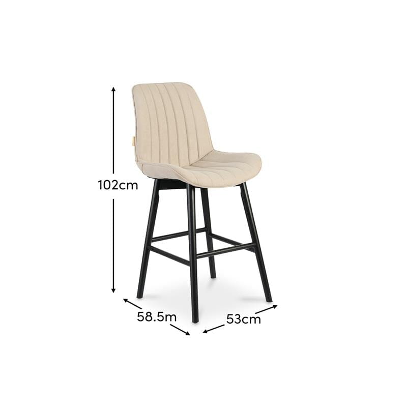 Bella Soft Beige  Bar Stool - Black Oak Legs - Laura James 