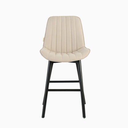 Bella Soft Beige  Bar Stool - Black Oak Legs - Laura James 