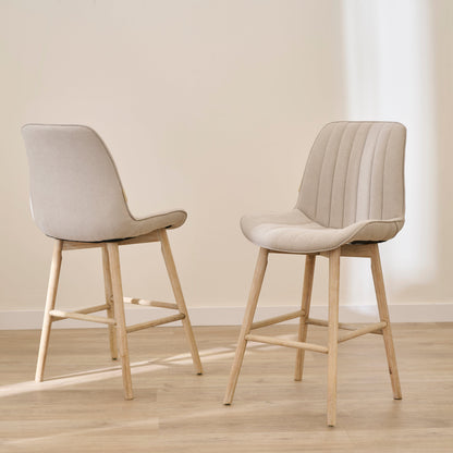 Bella Soft Beige Bar Stool - Whitewash Legs - Laura James 