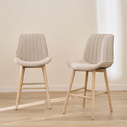 Bella Soft Beige Bar Stool - Whitewash Legs - Laura James 