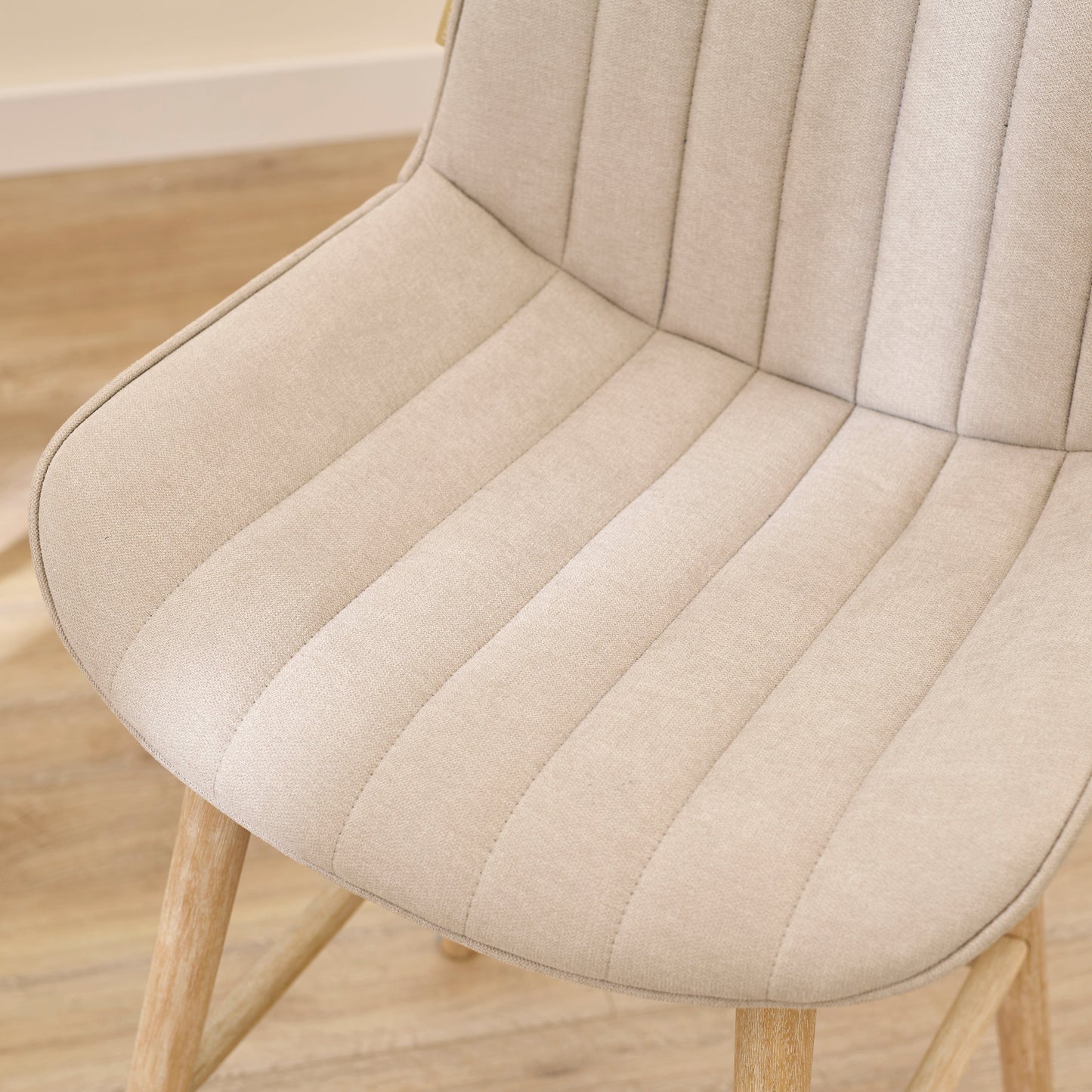 Bella Soft Beige Bar Stool - Whitewash Legs - Laura James 