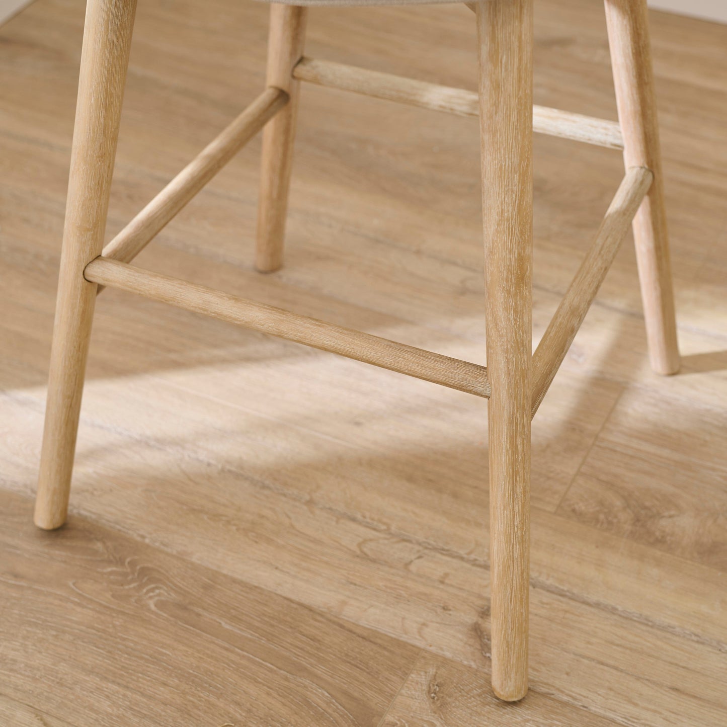 Bella Soft Beige Bar Stool - Whitewash Legs - Laura James 