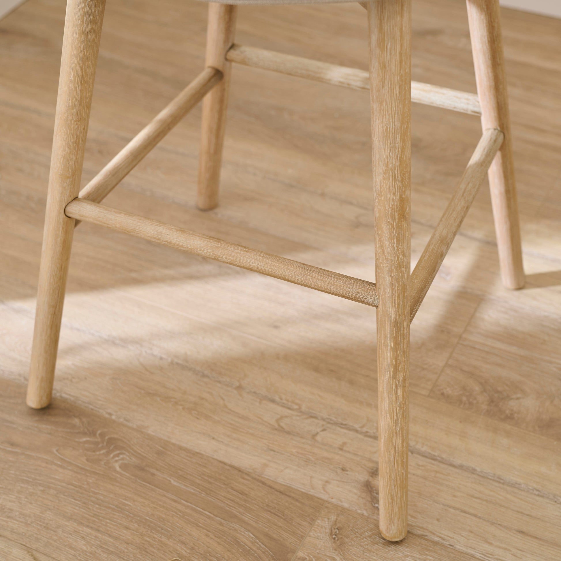 Bella Soft Beige Bar Stool - Whitewash Legs - Laura James 