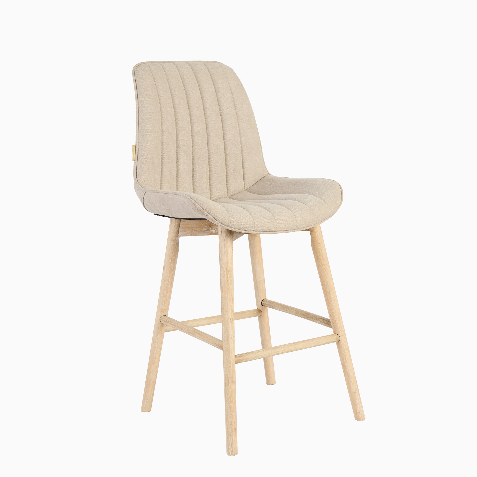 Bella Soft Beige Bar Stool - Whitewash Legs - Laura James 