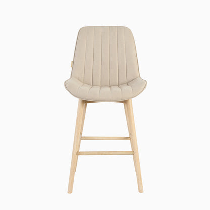 Bella Soft Beige Bar Stool - Whitewash Legs - Laura James 