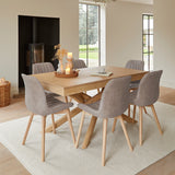 Bella Almond Brown Dining Chair - Set of 2 - Whitewash Oak Legs - Laura James