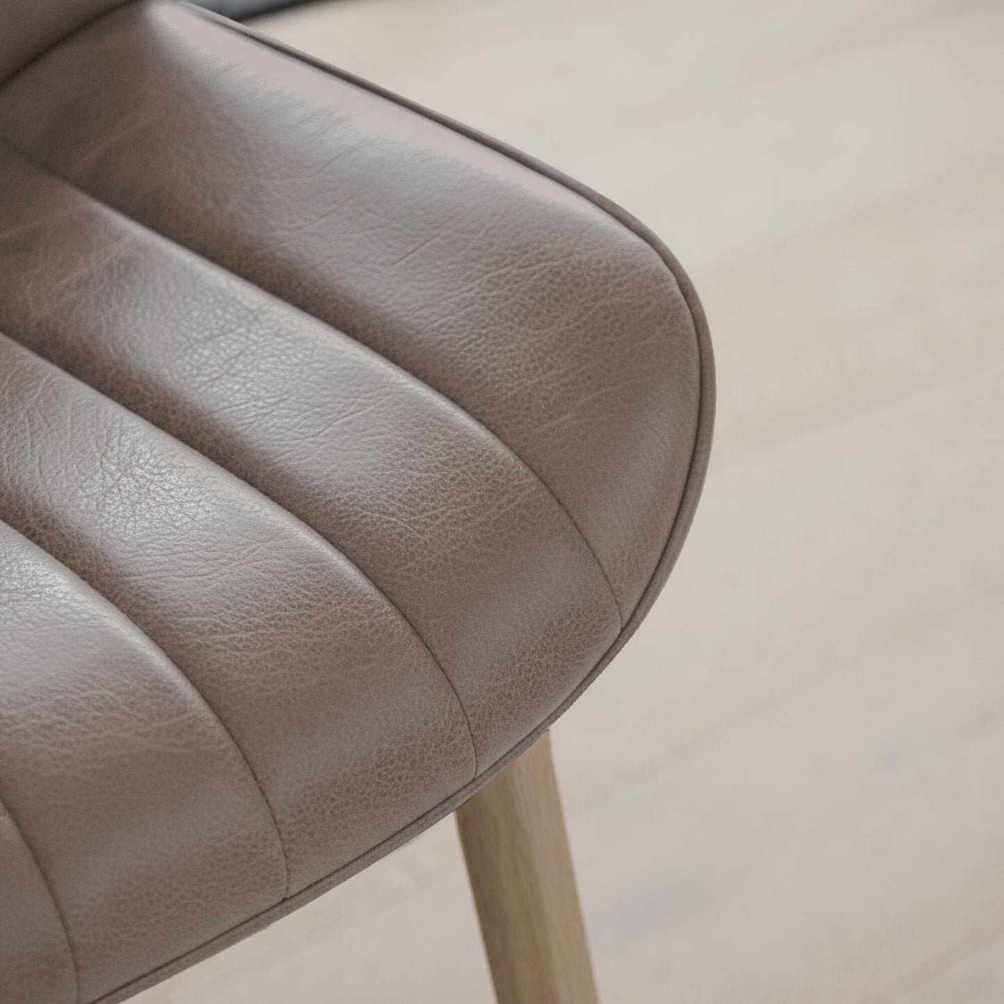 Bella Almond Brown Dining Chair - Set of 2 - Whitewash Oak Legs - Laura James