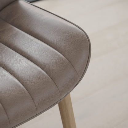 Bella Almond Brown Dining Chair - Set of 2 - Whitewash Oak Legs - Laura James