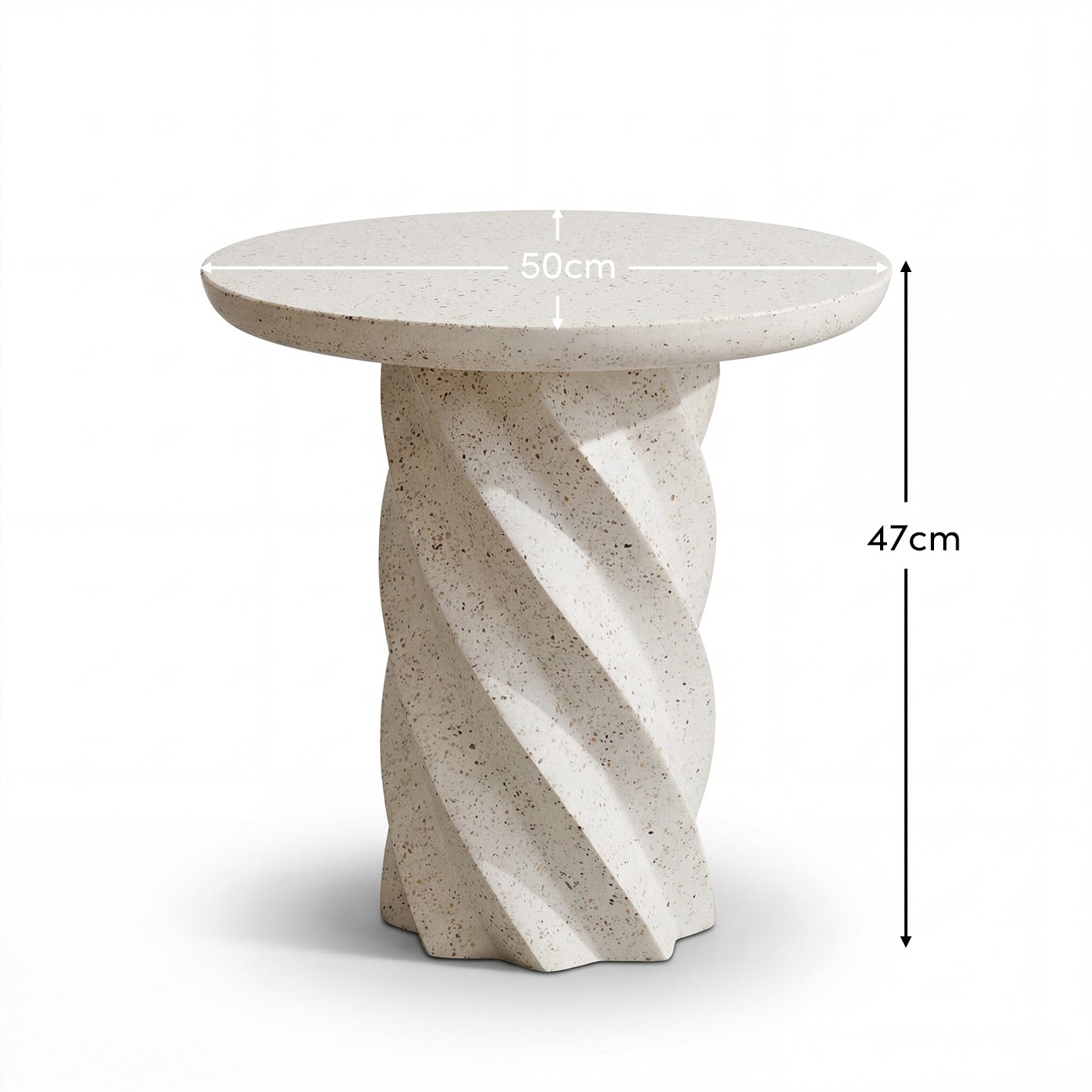 Bianca Concrete Round Side Table - Paprika Mother of Pearl Terrazzo - Laura James