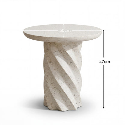 Bianca Concrete Round Side Table - Paprika Mother of Pearl Terrazzo - Laura James