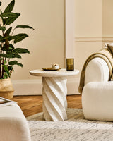 Bianca Round Side Table - Paprika Mother of Pearl Terrazzo - Laura James