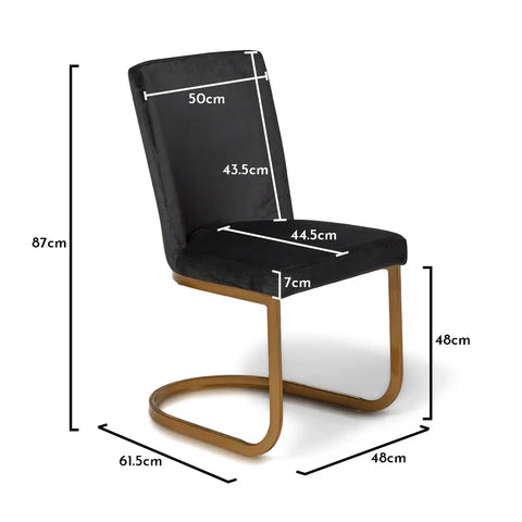 Lola Black Dining Chairs - Set of 2 - Gold Legs - Laura James  