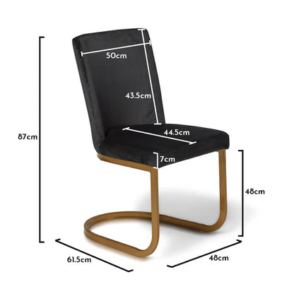 Lola Black Dining Chairs - Set of 2 - Gold Legs - Laura James  