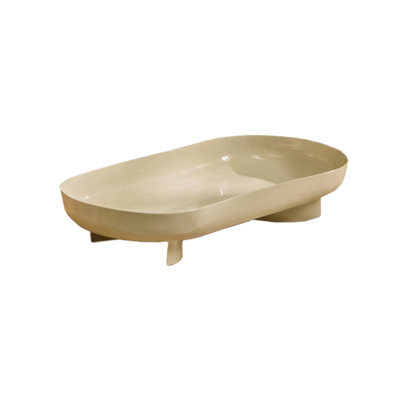 Boswell 32cm Low Footed Tray - Oatmeal Metal - Laura James 