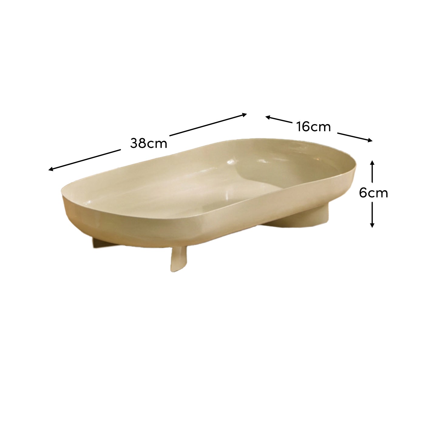 Boswell 32cm Low Footed Tray - Oatmeal Metal - Laura James 