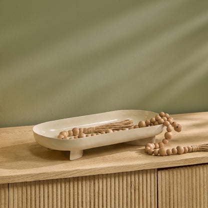 Boswell 32cm Low Footed Tray - Oatmeal Metal - Laura James 
