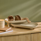Boswell 32cm Footed Trays - Set of 2 - Oatmeal Metal - Laura James 