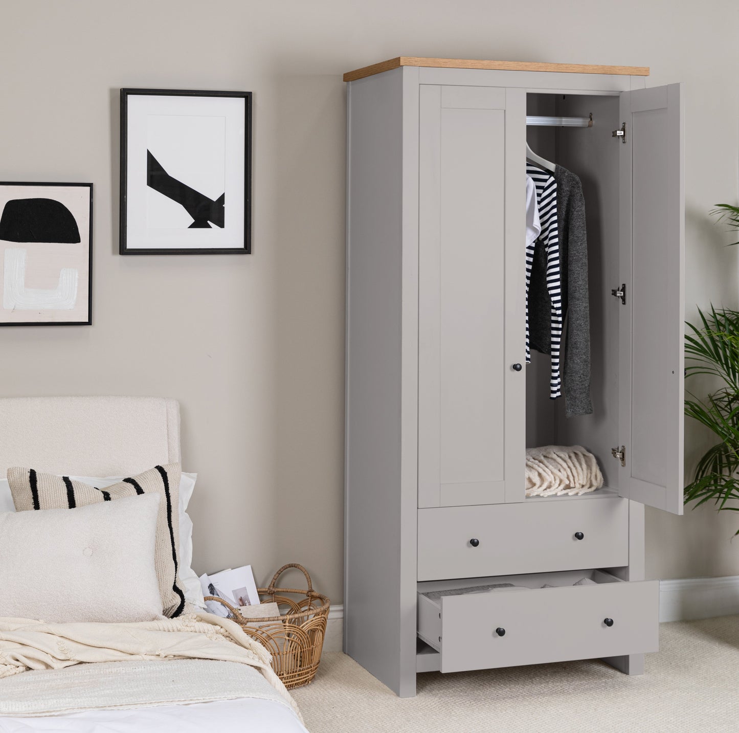 Bampton Double Wardrobe - Grey