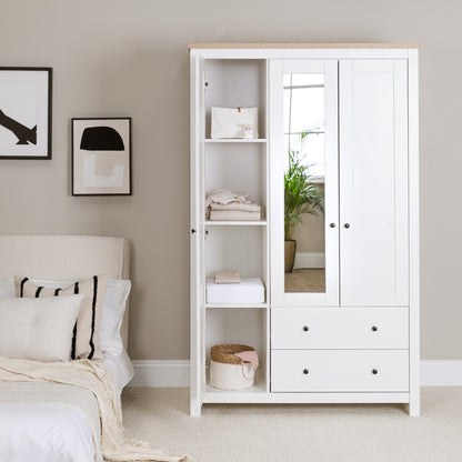 Bampton 3 Door Wardrobe with 2 Drawers - White