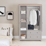 Bampton 3 Door Wardrobe with 2 Drawers - Stone Grey