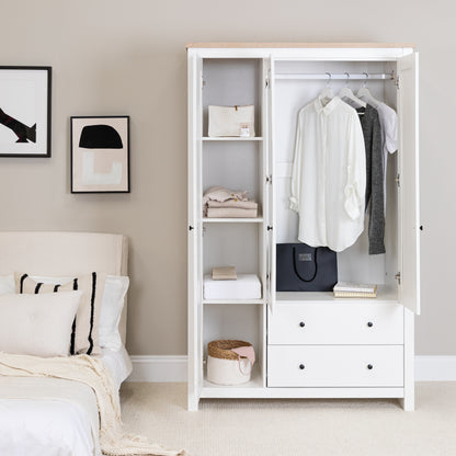 Bampton 3 Door Wardrobe with 2 Drawers - White