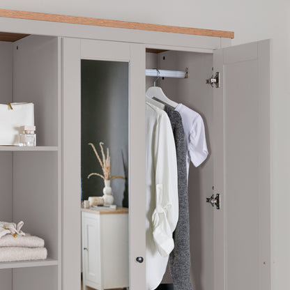 Bampton 3 Door Wardrobe with 2 Drawers - Grey