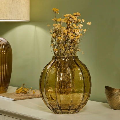 Bray 22cm Glass Vase - Amber Yellow - Laura James 