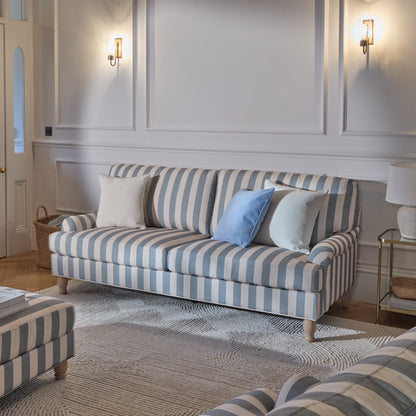 Brea Footstool - Blue Stripe with Whitewash Legs - Laura James - Laura James