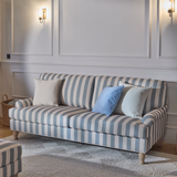 Brea 3 Seater Sofa - Blue Stripe with Whitewash Legs