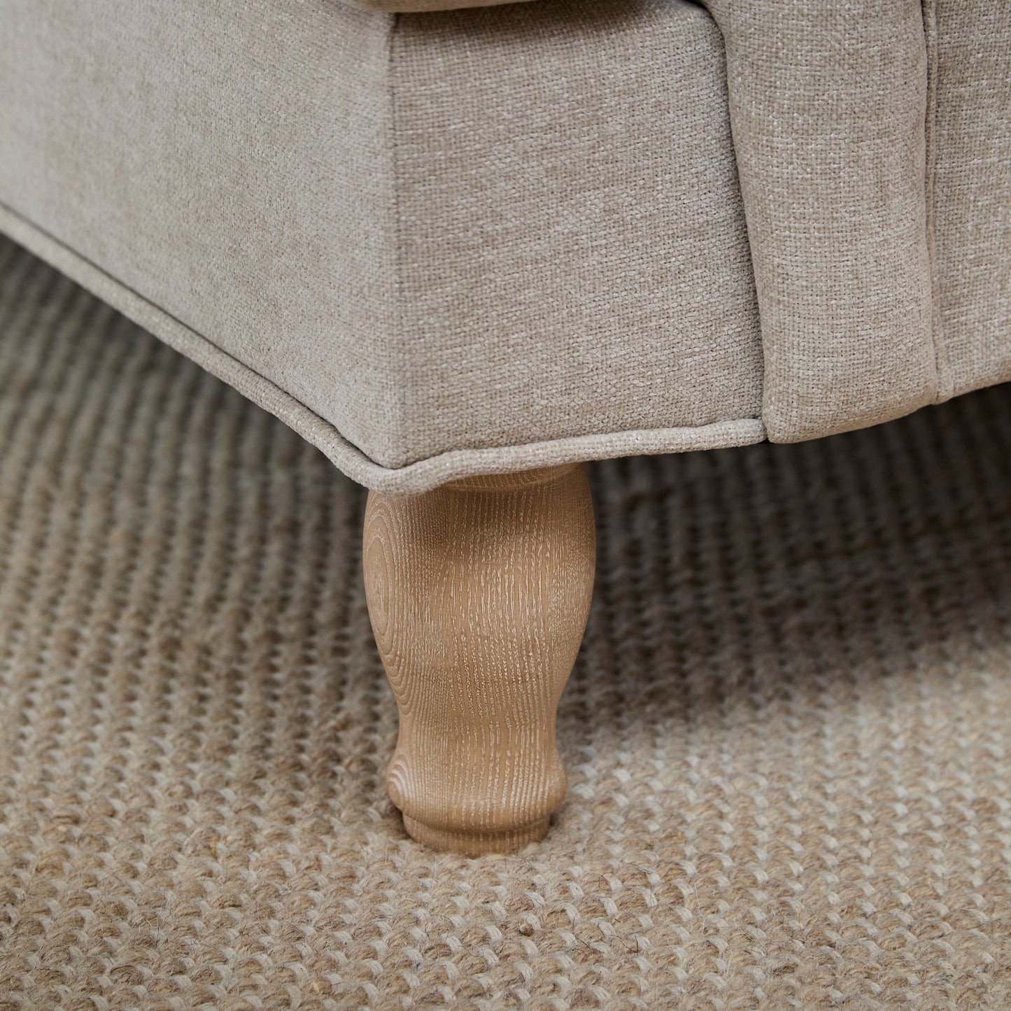 Brea 3 Seater Sofa - Mink Taupe with Whitewash Oak Legs - Laura James