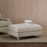 Brea Mink Taupe Footstool - Whitewash Oak Legs - Laura James