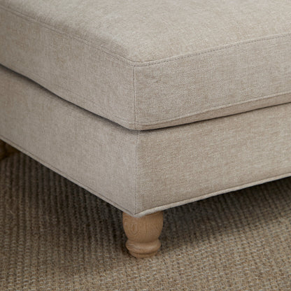 Brea Mink Taupe Footstool - Whitewash Oak Legs - Laura James