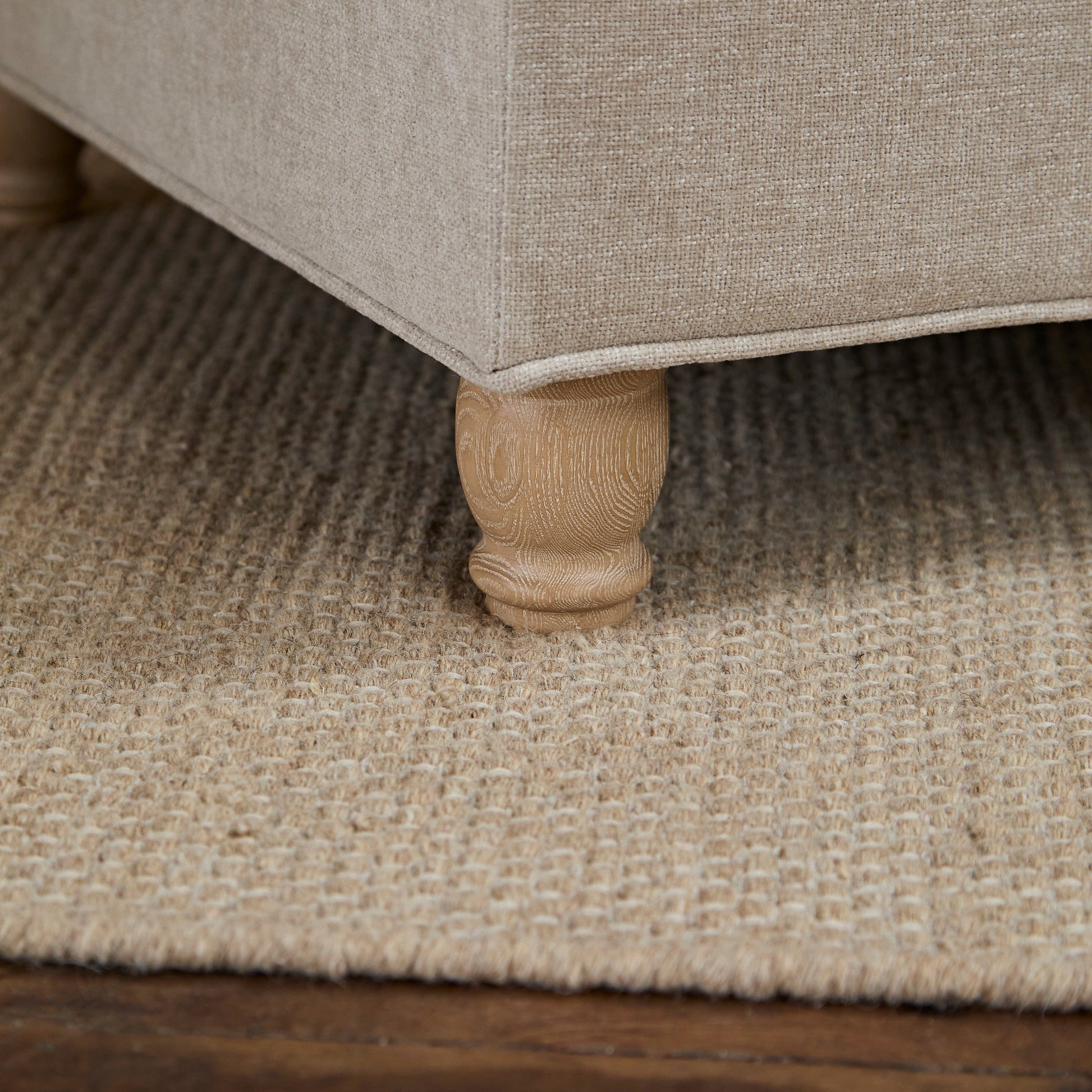 Brea Mink Taupe Footstool - Whitewash Oak Legs - Laura James
