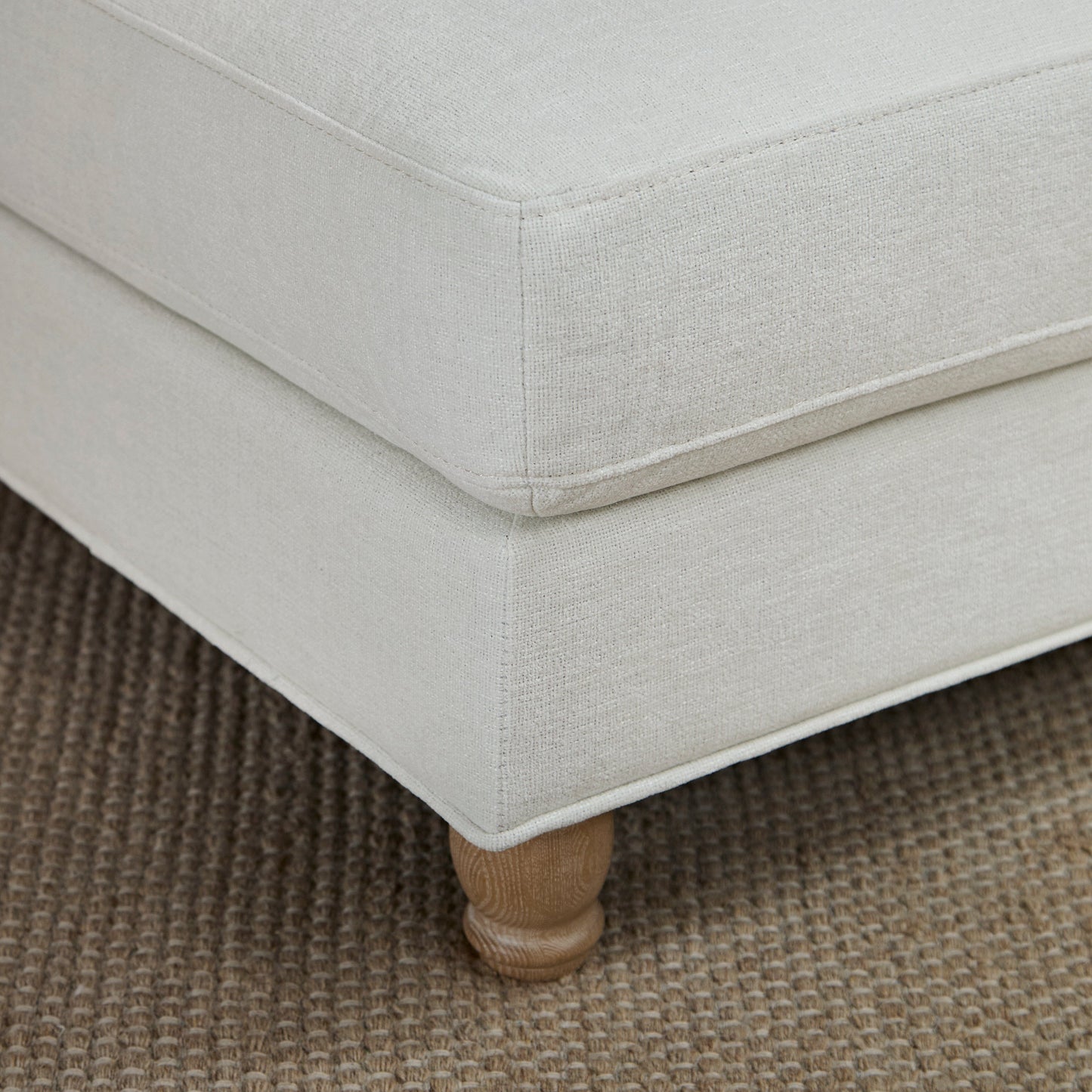 Brea Oyster White Footstool - Whitewash Oak Legs - Laura James
