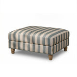 Brea Footstool - Blue Stripe with Whitewash Legs - Laura James
