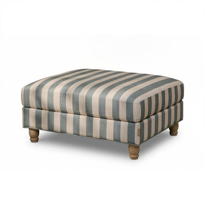 Brea Footstool - Blue Stripe with Whitewash Legs - Laura James