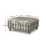 Brea Footstool - Blue Stripe with Whitewash Legs - Laura James