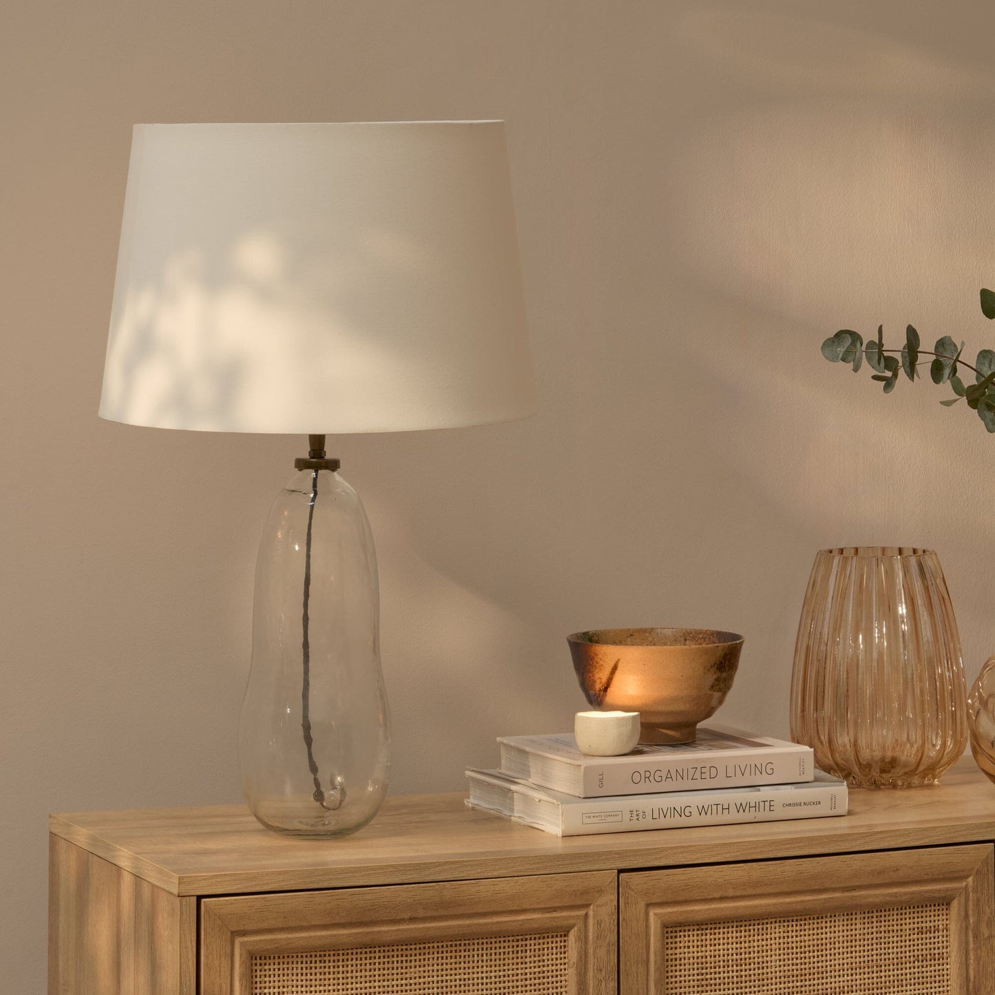 Breamore Clear Glass Wide Table Lamp Base - 30cm - Laura James
