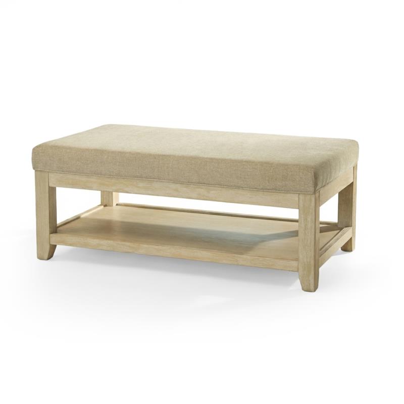 Breccan 110cm Footstool Coffee Table - Mink Taupe - Whitewash Oak Legs - Laura James