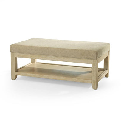 Breccan 110cm Footstool Coffee Table - Mink Taupe - Whitewash Oak Legs - Laura James
