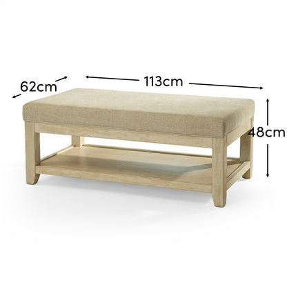 Breccan 110cm Footstool Coffee Table - Mink Taupe - Whitewash Oak Legs - Laura James