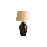 Burcot 28cm Jet Black Mango Wood Lamp Base with Coningsby 30cm Shade - Taupe - Laura James 