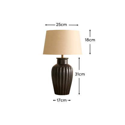 Burcot 28cm Jet Black Mango Wood Lamp Base with Coningsby 30cm Shade - Taupe - Laura James 